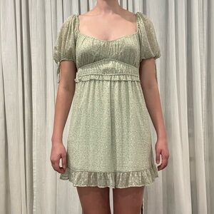 Altar’s state green floral mini dress.